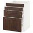 МЕТОД / МАКСИМЕРА Нап шкаф д/духовки/4фасада/3ящика - белый, Эдсерум под дерево коричневый, 60x60 см