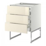 МЕТОД / МАКСИМЕРА Напольн шкаф/3фронт пнл/3ящика - 60x60x60 см, Рингульт глянцевый кремовый, белый