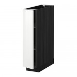 МЕТОД Напольный шкаф с полками - под дерево черный, Рингульт глянцевый белый, 20x60 см