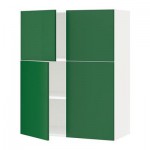 МЕТОД Навесной шкаф с полками/4дверцы - белый, Флэди зеленый МЕТОД Навесной шкаф с полками/4дверцы - белый, Флэди зеленый