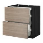 МЕТОД / ФОРВАРА Напольн шкаф 2 фронт пнл/4 средн ящ - под дерево черный, Брокхульт под грецкий орех светло-серый, 80x60 см МЕТОД / ФОРВАРА Напольн шкаф 2 фронт пнл/4 средн ящ - под дерево черный, Брокхульт под грецкий орех светло-серый, 80x60 см