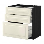 МЕТОД / МАКСИМЕРА Напольн шкаф/3фронт пнл/3ящика - под дерево черный, Будбин белый с оттенком, 80x60 см