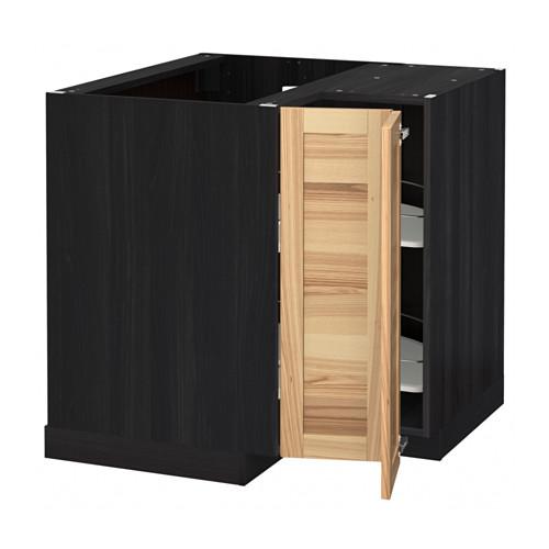 МЕТОД Угл напольн шкаф с вращающ секц - под дерево черный, Торхэмн естественный ясень МЕТОД Угл напольн шкаф с вращающ секц - под дерево черный, Торхэмн естественный ясень