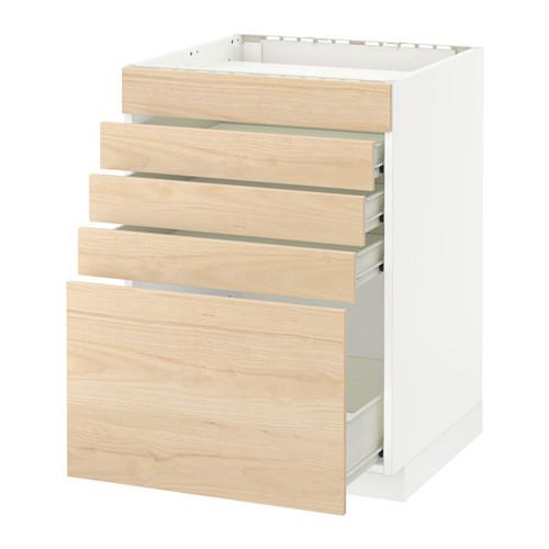 МЕТОД / ФОРВАРА Напольн шк д/вар панели/5фасад/4ящ - белый, Аскерсунд под светлый ясень, 60x60 см