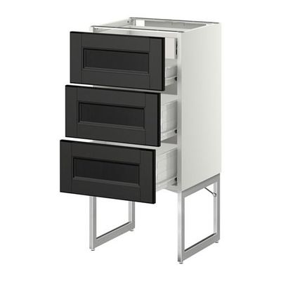 МЕТОД / ФОРВАРА Напольн шкаф 3фронт пнл/2низ/2ср ящ - 40x37x60 см, Лаксарби черно-коричневый, белый МЕТОД / ФОРВАРА Напольн шкаф 3фронт пнл/2низ/2ср ящ - 40x37x60 см, Лаксарби черно-коричневый, белый