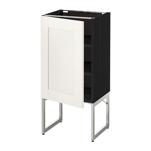 МЕТОД Напольный шкаф с полками - под дерево черный, Сэведаль белый, 40x37x60 см