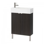 ЛИЛЛОНГЕН Шкаф под раковину с 2 дверц - черно-коричневый, 60x27x93 см