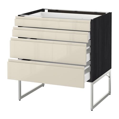 МЕТОД / МАКСИМЕРА Нплн шк 4 фронт/2 низк/2средн ящ - под дерево черный, Воксторп глянцевый светло-бежевый, 80x60x60 см МЕТОД / МАКСИМЕРА Нплн шк 4 фронт/2 низк/2средн ящ - под дерево черный, Воксторп глянцевый светло-бежевый, 80x60x60 см