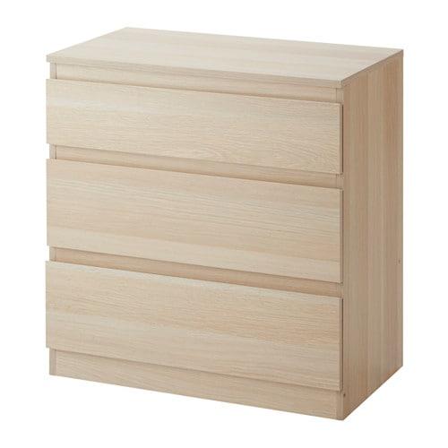 СКОНЕВИК Комод с 3 ящиками - под беленый дуб СКОНЕВИК Комод с 3 ящиками - под беленый дуб