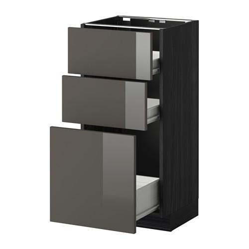 МЕТОД / ФОРВАРА Напольн шкаф 3фрнт пнл/2низк/1ср ящ - под дерево черный, Рингульт глянцевый серый, 40x37 см МЕТОД / ФОРВАРА Напольн шкаф 3фрнт пнл/2низк/1ср ящ - под дерево черный, Рингульт глянцевый серый, 40x37 см