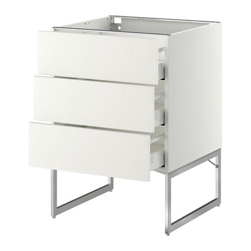 МЕТОД / МАКСИМЕРА Нплн шк 3 фрнт/3 средн ящика - белый, Хэггеби белый, 60x60x60 см