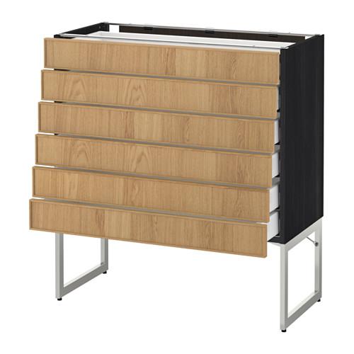 МЕТОД / МАКСИМЕРА Напольн шкаф 6фронт пнл/6 низ ящ - под дерево черный, Экестад дуб, 80x37x60 см МЕТОД / МАКСИМЕРА Напольн шкаф 6фронт пнл/6 низ ящ - под дерево черный, Экестад дуб, 80x37x60 см