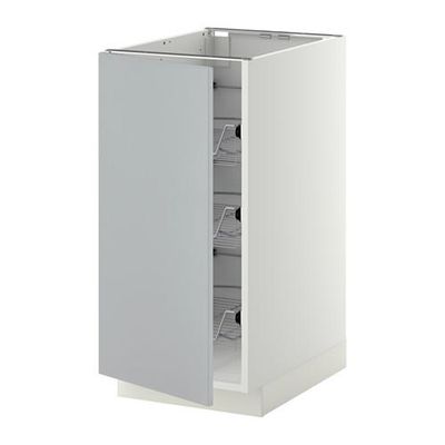 МЕТОД Напольный шкаф с проволочн ящиками - 40x60 см, Веддинге серый, белый