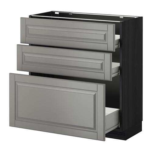 МЕТОД / ФОРВАРА Напольн шкаф 3фрнт пнл/2низк/1ср ящ - под дерево черный, Будбин серый, 80x37 см МЕТОД / ФОРВАРА Напольн шкаф 3фрнт пнл/2низк/1ср ящ - под дерево черный, Будбин серый, 80x37 см