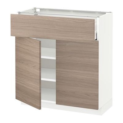 МЕТОД / МАКСИМЕРА Напольный шкаф+ящик/2дверцы - 80x37 см, Брокхульт под грецкий орех светло-серый, белый МЕТОД / МАКСИМЕРА Напольный шкаф+ящик/2дверцы - 80x37 см, Брокхульт под грецкий орех светло-серый, белый