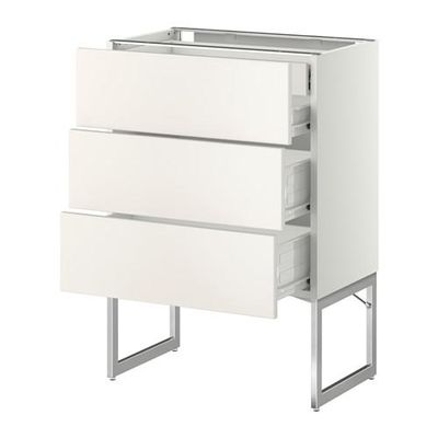 МЕТОД / ФОРВАРА Напольн шкаф 3фронт пнл/2низ/2ср ящ - 60x37x60 см, Веддинге белый, белый