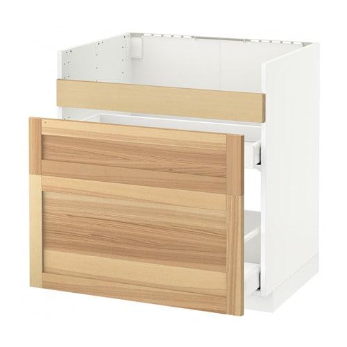 МЕТОД Напол шк д/мойки ХАВСЕН/3фасада/2ящ - белый, Торхэмн естественный ясень, 80x60 см МЕТОД Напол шк д/мойки ХАВСЕН/3фасада/2ящ - белый, Торхэмн естественный ясень, 80x60 см