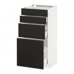 МЕТОД / МАКСИМЕРА Напольн шкаф 4 фронт панели/4 ящика - белый, Кунгсбакка антрацит, 40x37 см МЕТОД / МАКСИМЕРА Напольн шкаф 4 фронт панели/4 ящика - белый, Кунгсбакка антрацит, 40x37 см