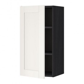 METOD шкаф навесной с полкой черный/Сэведаль белый 40x80 см