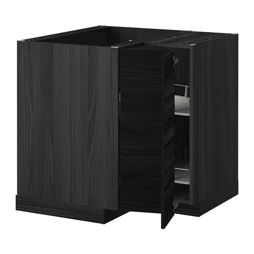 МЕТОД Угл напольн шкаф с вращающ секц - под дерево черный, Тингсрид под дерево черный