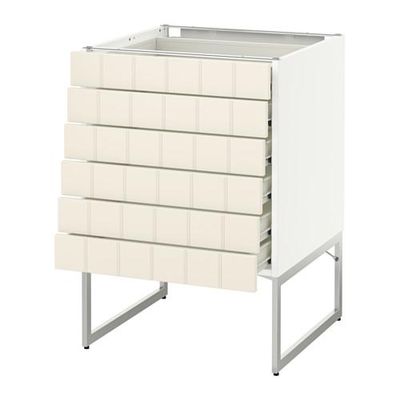 МЕТОД / ФОРВАРА Напольн шкаф 6фронт пнл/6 низ ящ - 60x60x60 см, Хитарп белый с оттенком, белый