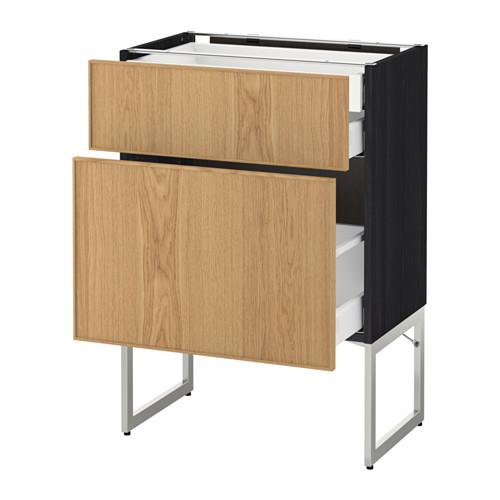 МЕТОД / МАКСИМЕРА Напольн шкаф 2фронт пнл/2низ/1вс ящ - под дерево черный, Экестад дуб, 60x37x60 см МЕТОД / МАКСИМЕРА Напольн шкаф 2фронт пнл/2низ/1вс ящ - под дерево черный, Экестад дуб, 60x37x60 см