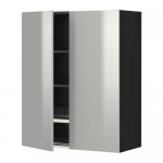 МЕТОД Навесной шкаф с посуд суш/2 дврц - под дерево черный, Гревста нержавеющ сталь, 80x100 см МЕТОД Навесной шкаф с посуд суш/2 дврц - под дерево черный, Гревста нержавеющ сталь, 80x100 см