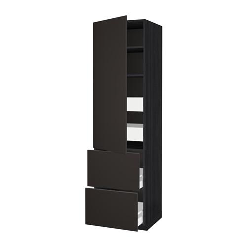 МЕТОД / МАКСИМЕРА Высокий шкаф+полки/4 ящика/2дверцы - под дерево черный, Кунгсбакка антрацит, 60x60x220 см МЕТОД / МАКСИМЕРА Высокий шкаф+полки/4 ящика/2дверцы - под дерево черный, Кунгсбакка антрацит, 60x60x220 см