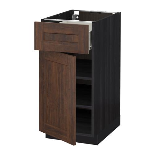 МЕТОД / ФОРВАРА Напольный шкаф с ящиком/дверью - под дерево черный, Эдсерум под дерево коричневый, 40x60 см МЕТОД / ФОРВАРА Напольный шкаф с ящиком/дверью - под дерево черный, Эдсерум под дерево коричневый, 40x60 см