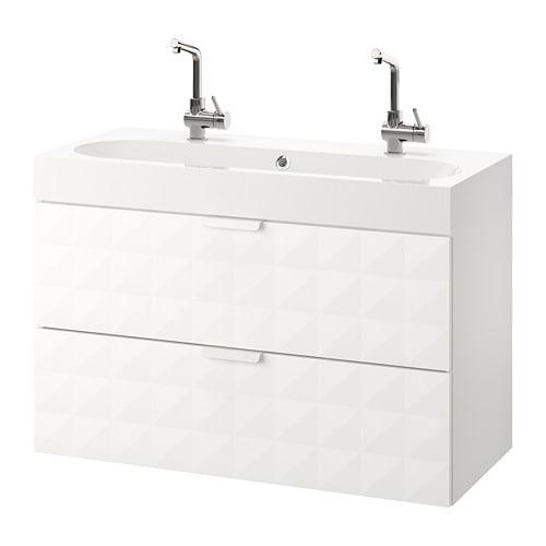 ГОДМОРГОН / БРОВИКЕН Шкаф для раковины с 2 ящ - Решён белый