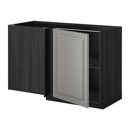 МЕТОД Угловой напольный шкаф с полкой - под дерево черный, Будбин серый МЕТОД Угловой напольный шкаф с полкой - под дерево черный, Будбин серый