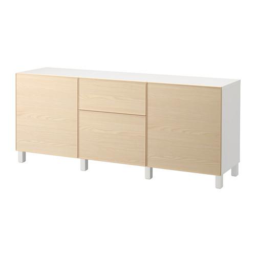 БЕСТО Комбинация для хранения с ящиками - белый/Инвикен ясеневый шпон, направляющие ящика, плавно закр БЕСТО Комбинация для хранения с ящиками - белый/Инвикен ясеневый шпон, направляющие ящика, плавно закр