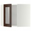 МЕТОД Углов навесн шк с полками/сткл дв - белый, Эдсерум под дерево коричневый, 68x60 см