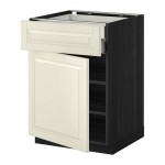 МЕТОД Напольн шкаф двр/фр пнл/плк/2низ ящ - под дерево черный, Будбин белый с оттенком, 60x60 см