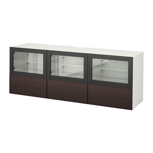 БЕСТО Тумба под ТВ, с дверцами и ящиками - белый Синдвик/Инвикен черно-коричневый прозрачное стекло, направляющие ящика, плавно закр БЕСТО Тумба под ТВ, с дверцами и ящиками - белый Синдвик/Инвикен черно-коричневый прозрачное стекло, направляющие ящика, плавно закр