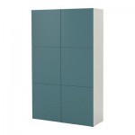 БЕСТО Комбинация для хранения с дверцами - белый/серо-бирюзовый БЕСТО Комбинация для хранения с дверцами - белый/серо-бирюзовый