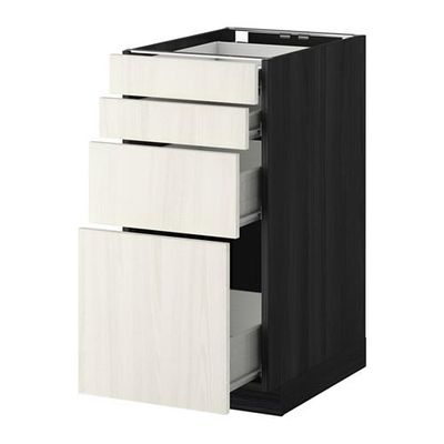 МЕТОД / ФОРВАРА Напольн шкаф 4 фронт панели/4 ящика - 40x60 см, Росдаль белый ясень, под дерево черный МЕТОД / ФОРВАРА Напольн шкаф 4 фронт панели/4 ящика - 40x60 см, Росдаль белый ясень, под дерево черный