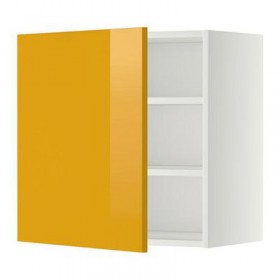 МЕТОД Шкаф навесной с полкой - 60x60 см, Ерста глянцевый желтый, белый