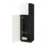 МЕТОД Выс шк с отд д/акс д/убрк - под дерево черный, Рингульт глянцевый белый, 60x60x200 см МЕТОД Выс шк с отд д/акс д/убрк - под дерево черный, Рингульт глянцевый белый, 60x60x200 см