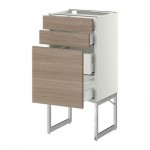 МЕТОД / МАКСИМЕРА Напольн шкаф 3фронт пнл/2низ/2ср ящ - 40x37x60 см, Брокхульт под грецкий орех светло-серый, белый