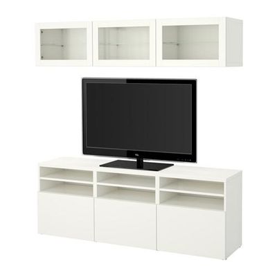 БЕСТО Шкаф для ТВ, комбин/стеклян дверцы - Лаппвикен/Синдвик белый прозрачное стекло, направляющие ящика,нажимные БЕСТО Шкаф для ТВ, комбин/стеклян дверцы - Лаппвикен/Синдвик белый прозрачное стекло, направляющие ящика,нажимные