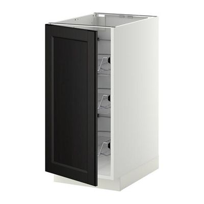 МЕТОД Напольный шкаф с проволочн ящиками - 40x60 см, Лаксарби черно-коричневый, белый