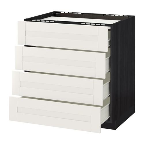 МЕТОД / ФОРВАРА Напольн шкаф/4фронт пнл/4ящика - под дерево черный, Сэведаль белый, 80x60 см