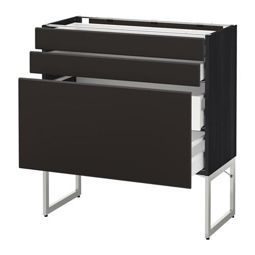МЕТОД / МАКСИМЕРА Напольн шкаф 3фронт пнл/2низ/2ср ящ - под дерево черный, Кунгсбакка антрацит, 80x37x60 см МЕТОД / МАКСИМЕРА Напольн шкаф 3фронт пнл/2низ/2ср ящ - под дерево черный, Кунгсбакка антрацит, 80x37x60 см