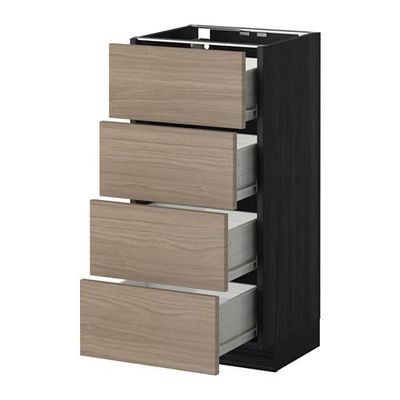 МЕТОД / ФОРВАРА Напольн шкаф 4 фронт панели/4 ящика - 40x37 см, Брокхульт под грецкий орех светло-серый, под дерево черный МЕТОД / ФОРВАРА Напольн шкаф 4 фронт панели/4 ящика - 40x37 см, Брокхульт под грецкий орех светло-серый, под дерево черный