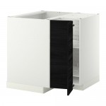 METOD угл напольн шкаф с вращающ секц белый/Тингсрид черный 87.5x88 cm