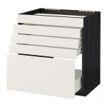 МЕТОД / ФОРВАРА Напольн шк д/вар панели/5фасад/4ящ - 80x60 см, Веддинге белый, под дерево черный