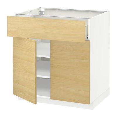 МЕТОД / ФОРВАРА Напольный шкаф+ящик/2дверцы - 80x60 см, Тингсрид под березу, белый МЕТОД / ФОРВАРА Напольный шкаф+ящик/2дверцы - 80x60 см, Тингсрид под березу, белый