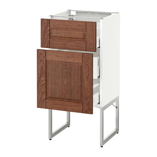 МЕТОД / МАКСИМЕРА Наполн шк 2 фрнт/3 средн ящ - белый, Филипстад коричневый, 40x37x60 см