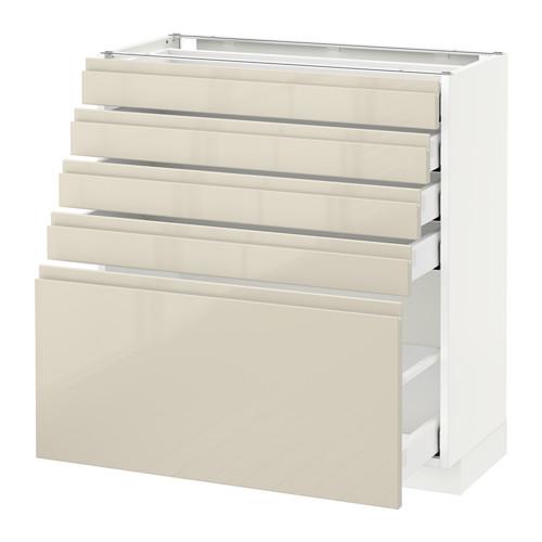 МЕТОД / МАКСИМЕРА Напольный шкаф с 5 ящиками - белый, Воксторп глянцевый светло-бежевый, 80x37 см МЕТОД / МАКСИМЕРА Напольный шкаф с 5 ящиками - белый, Воксторп глянцевый светло-бежевый, 80x37 см